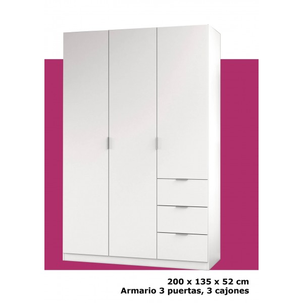 Armario 3 puertas 3 cajones