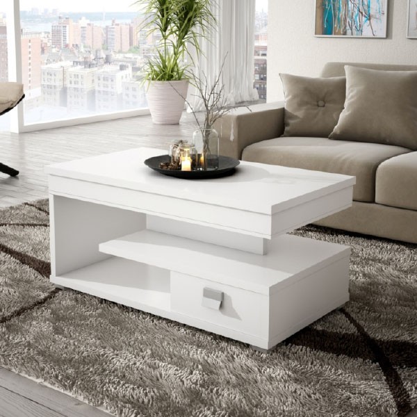 Mesa de centro elevable con cajón
